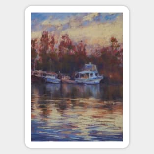 North Haven boats at sunset Sticker